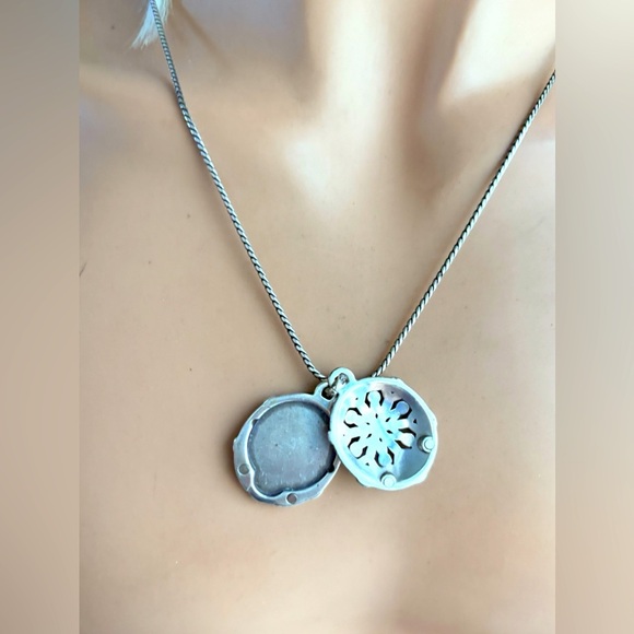 Brighton Winter Sparkle Locket Necklace -round snowflake crystals-silver color - Picture 6 of 7